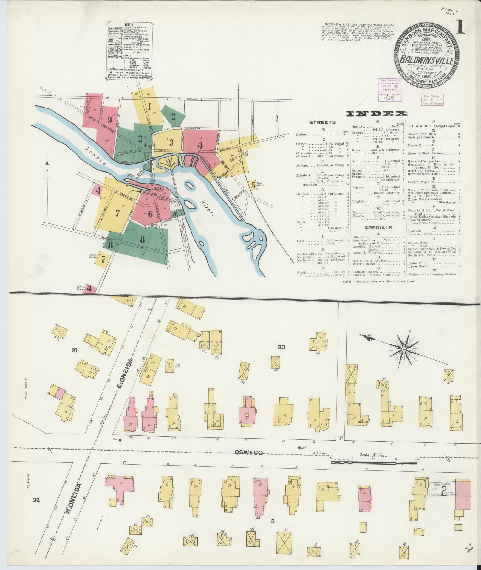 Sanborn Fire Insurance Map from Baldwinsville, Onondaga County, New York. (1906) – Historic Sanborn Fire Insurance Map Print