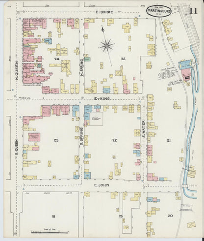 Sanborn Fire Insurance Map from Martinsburg, Berkeley County, West Virginia (1891), Sheet #0011 - Complete Map Set gallery image, historic Sanborn map, vintage wall art, West Virginia West Virginia