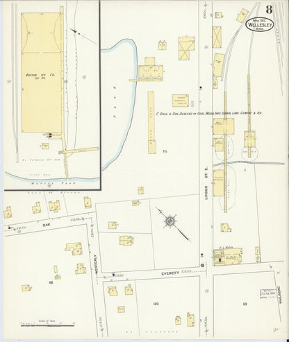 Sanborn Fire Insurance Map from Wellesley, Norfolk County, Massachusetts (1912), Sheet #0008 - Complete Map Set gallery image, historic Sanborn map, vintage wall art, Massachusetts Massachusetts