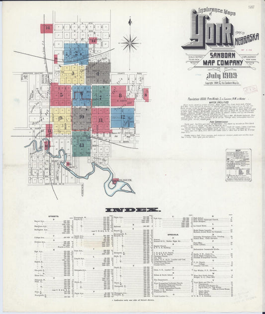 Sanborn Fire Insurance Map from York, York County, Nebraska (1909), Sheet #0001 - Complete Map Set gallery image, historic Sanborn map, vintage wall art, Nebraska Nebraska