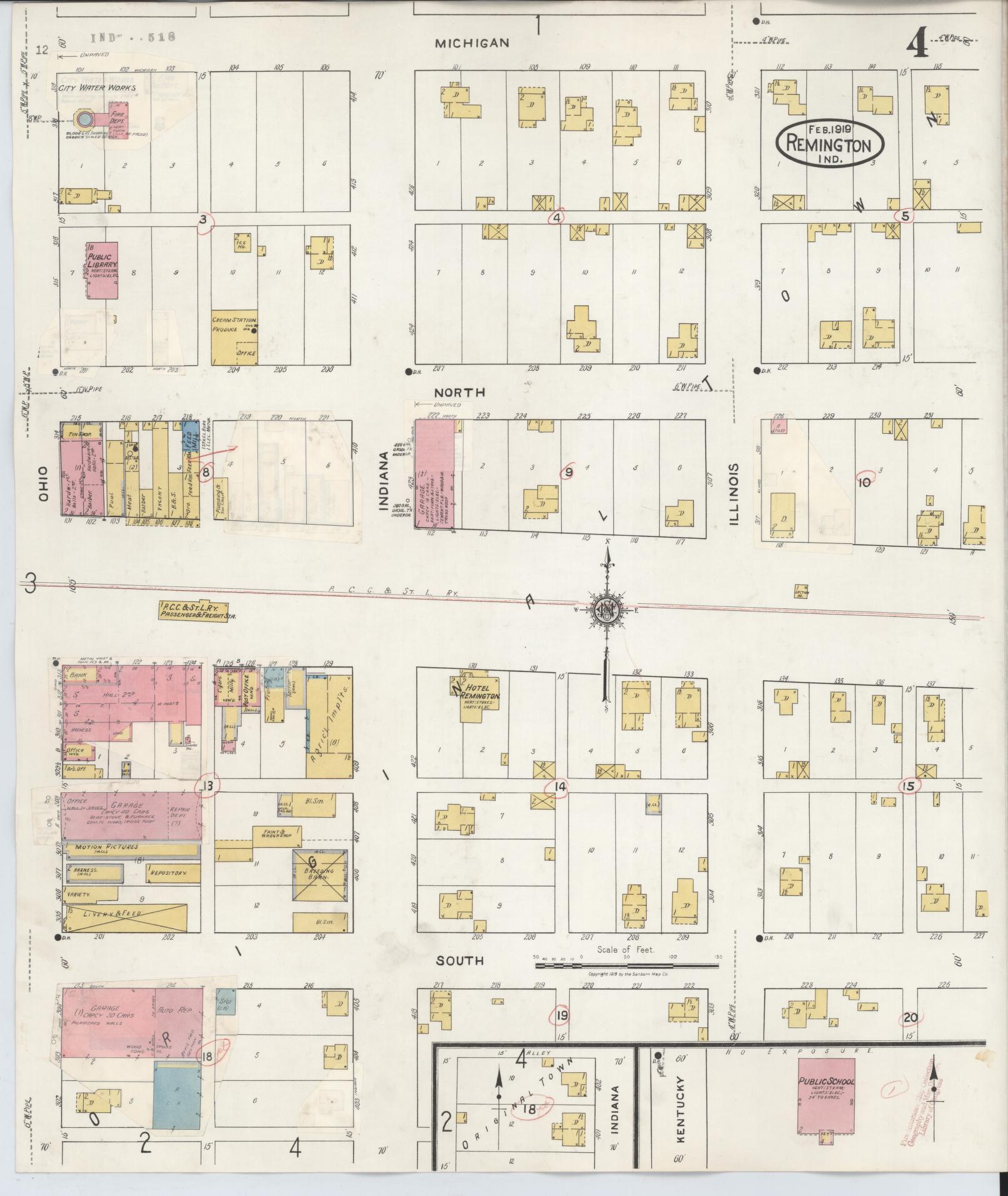 Sanborn Fire Insurance Map from Remington, Jasper County, Indiana (1932), Sheet #0004 - Historic Sanborn Fire Insurance Map Print, vintage old map wall art, antique decor, genealogy gift, Indiana Indiana map