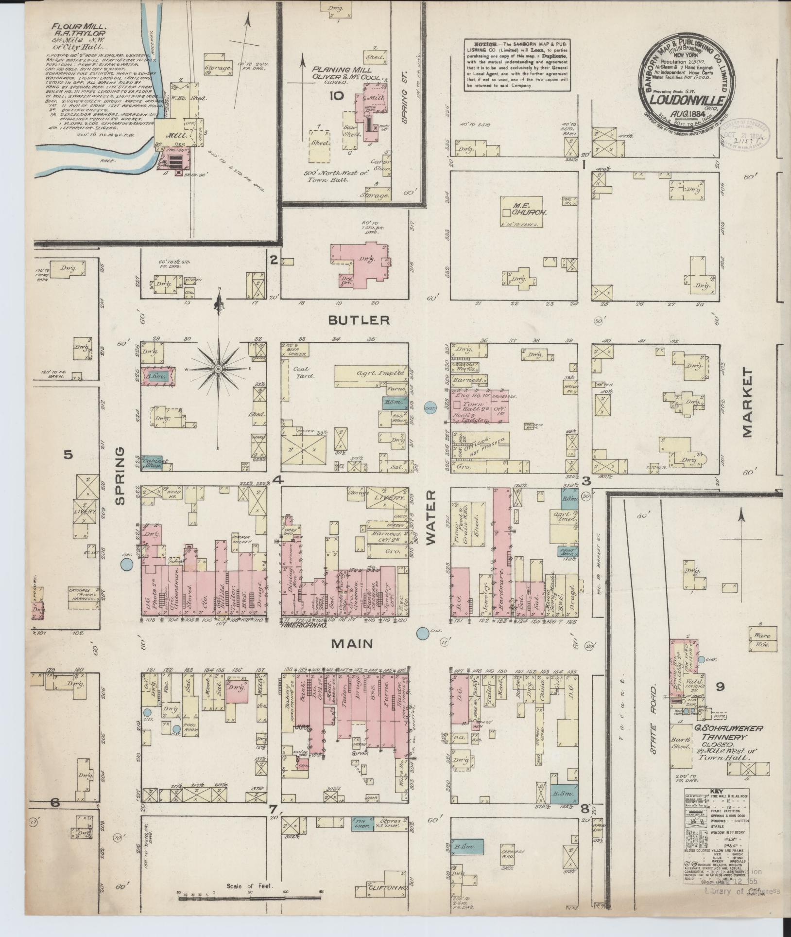Sanborn Fire Insurance Map from Loudonville, Ashland County, Ohio (1884), Sheet #0001 - Historic Sanborn Fire Insurance Map Print, vintage old map wall art, antique decor, genealogy gift, Ohio Ohio map