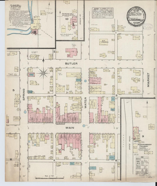 Sanborn Fire Insurance Map from Loudonville, Ashland County, Ohio (1884), Sheet #0001 - Historic Sanborn Fire Insurance Map Print, vintage old map wall art, antique decor, genealogy gift, Ohio Ohio map