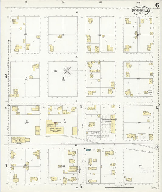 Sanborn Fire Insurance Map from McMinnville, Yamhill County, Oregon (1902), Sheet #0006 - Historic Sanborn Fire Insurance Map Print, vintage old map wall art, antique decor, genealogy gift, Oregon Oregon map