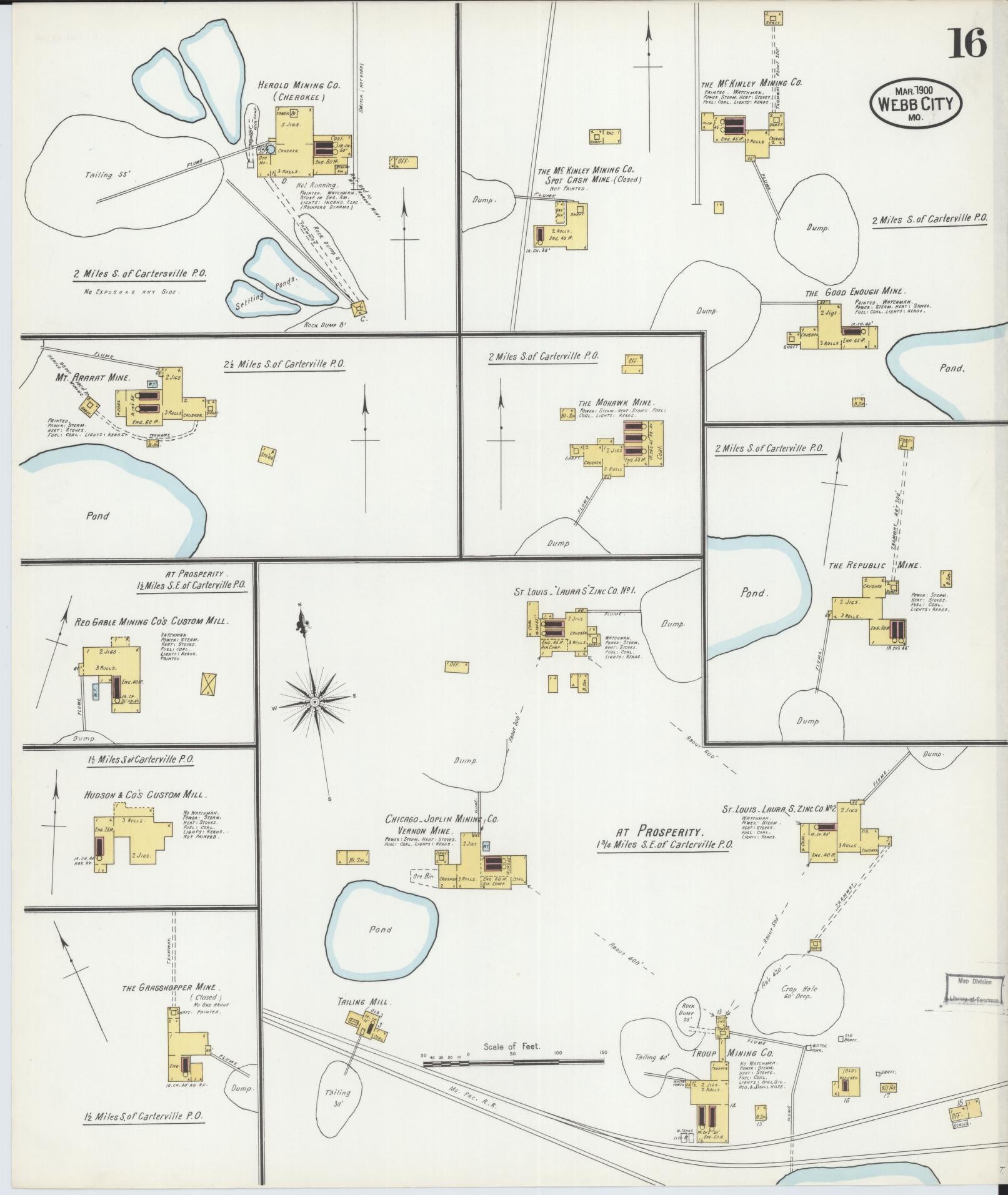Sanborn Fire Insurance Map from Webb City, Jasper County, Missouri (1900), Sheet #0016 - Complete Map Set gallery image, historic Sanborn map, vintage wall art, Missouri Missouri