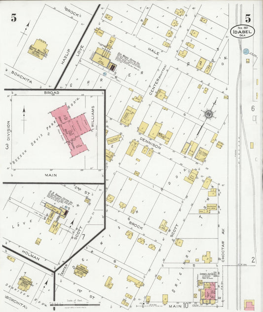 Sanborn Fire Insurance Map from Idabel, McCurtain County, Oklahoma (1927), Sheet #0005 - Historic Sanborn Fire Insurance Map Print, vintage old map wall art, antique decor, genealogy gift, Oklahoma Oklahoma map