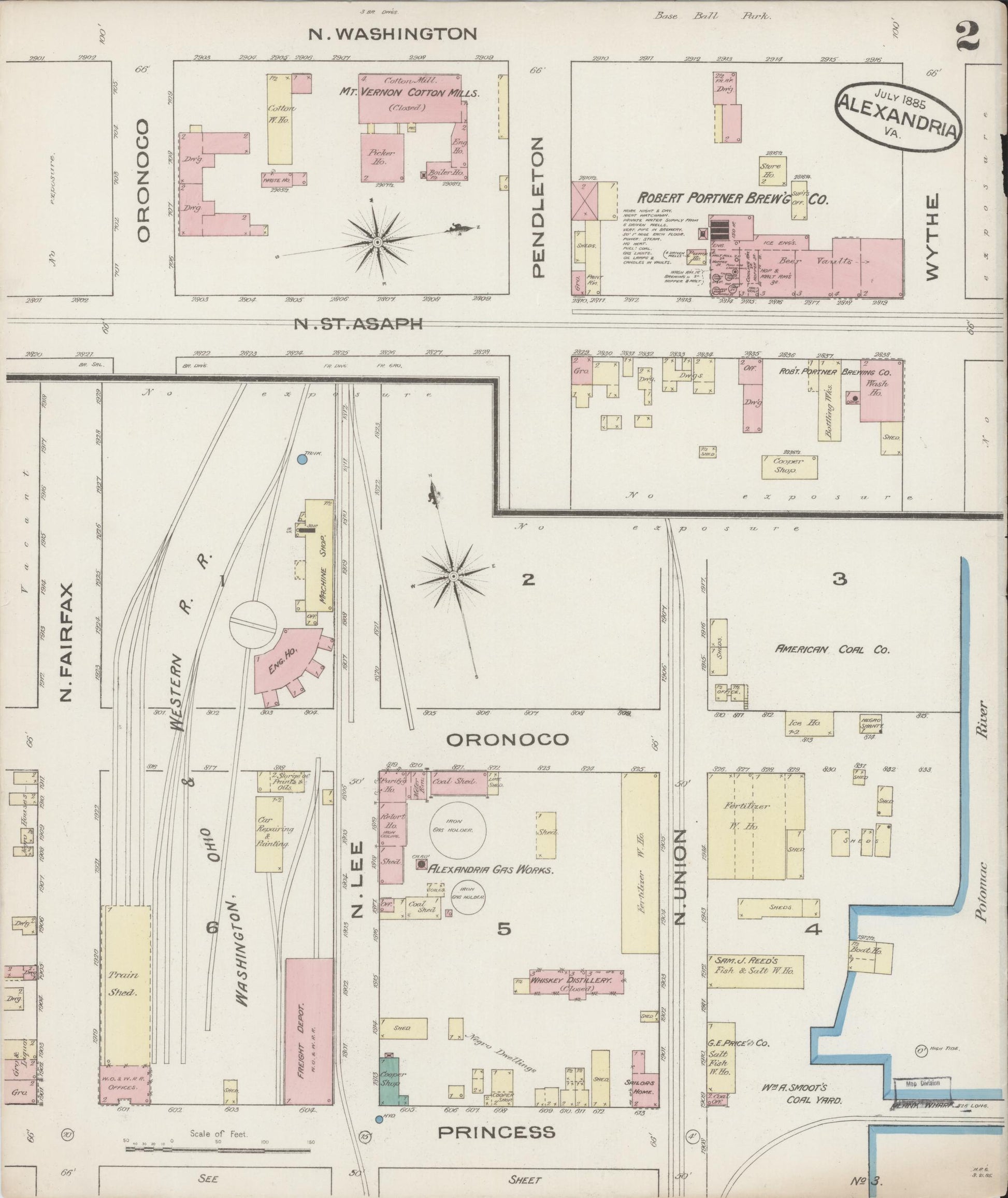 Sanborn Fire Insurance Map from Alexandria, Independent Cities, Virginia (1885), Sheet #0002 - Complete Map Set gallery image, historic Sanborn map, vintage wall art, Virginia Virginia
