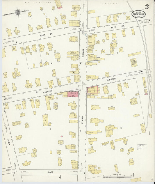 Sanborn Fire Insurance Map from Knoxville, Tioga County, Pennsylvania (1911), Sheet #0002 - Historic Sanborn Fire Insurance Map Print, vintage old map wall art, antique decor, genealogy gift, Pennsylvania Pennsylvania map