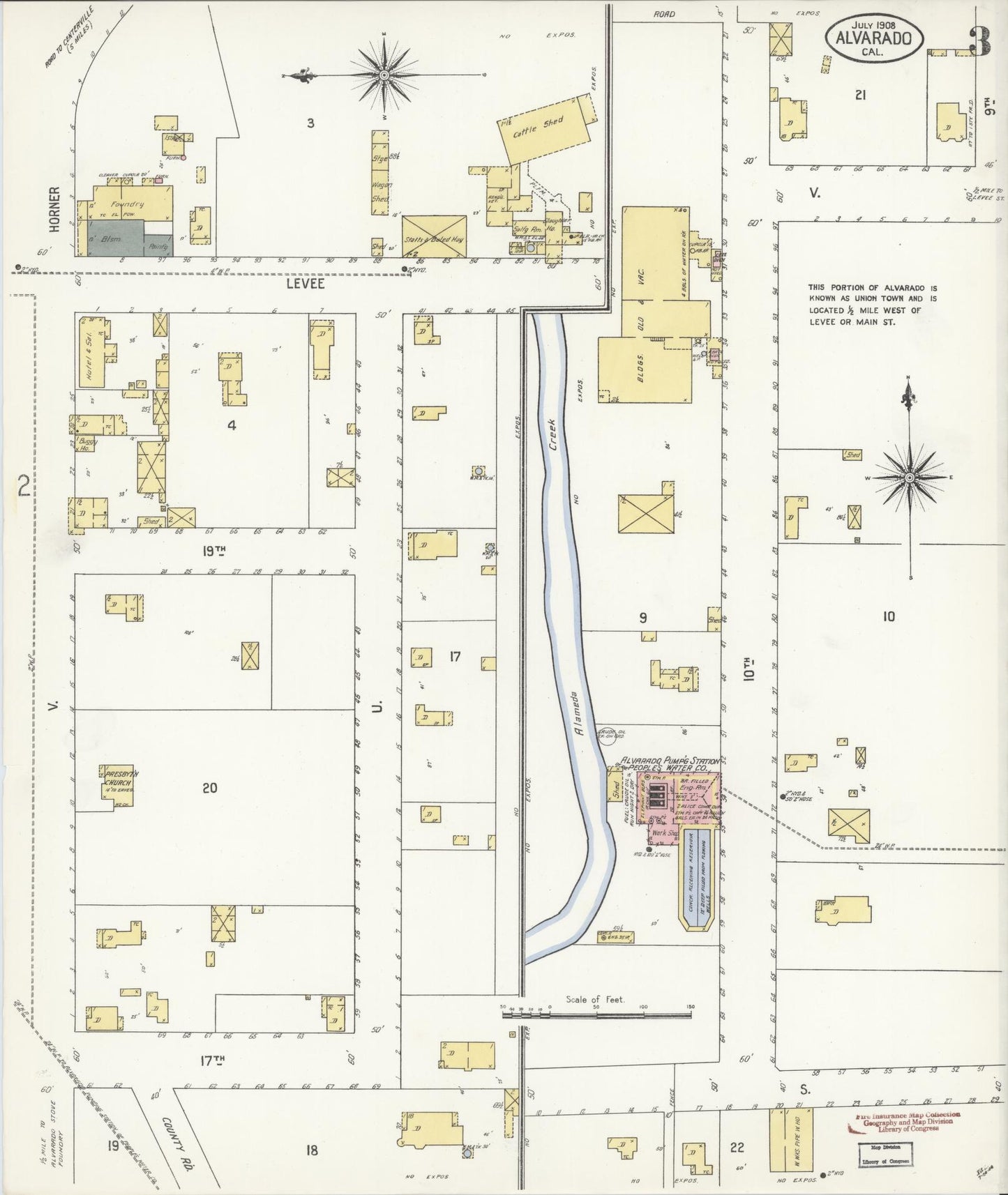 Sanborn Fire Insurance Map from Alvarado, Alameda County, California (1908), Sheet #0003 - Historic Sanborn Fire Insurance Map Print, vintage old map wall art, antique decor, genealogy gift, California California map