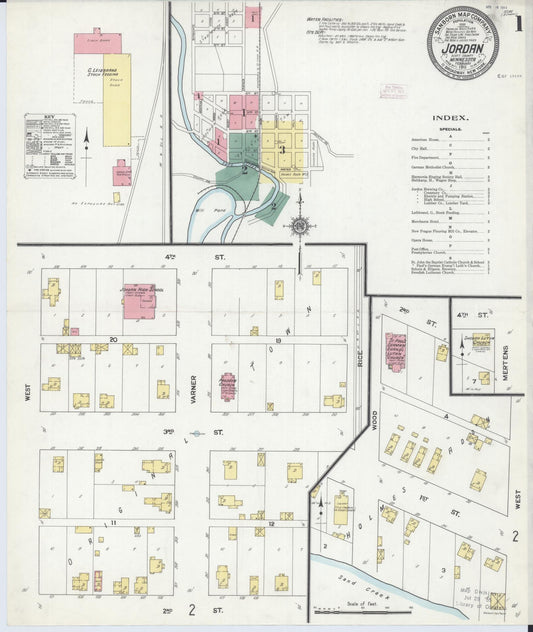 Sanborn Fire Insurance Map from Jordan, Scott County, Minnesota (1911), Sheet #0001 - Historic Sanborn Fire Insurance Map Print, vintage old map wall art, antique decor, genealogy gift, Minnesota Minnesota map