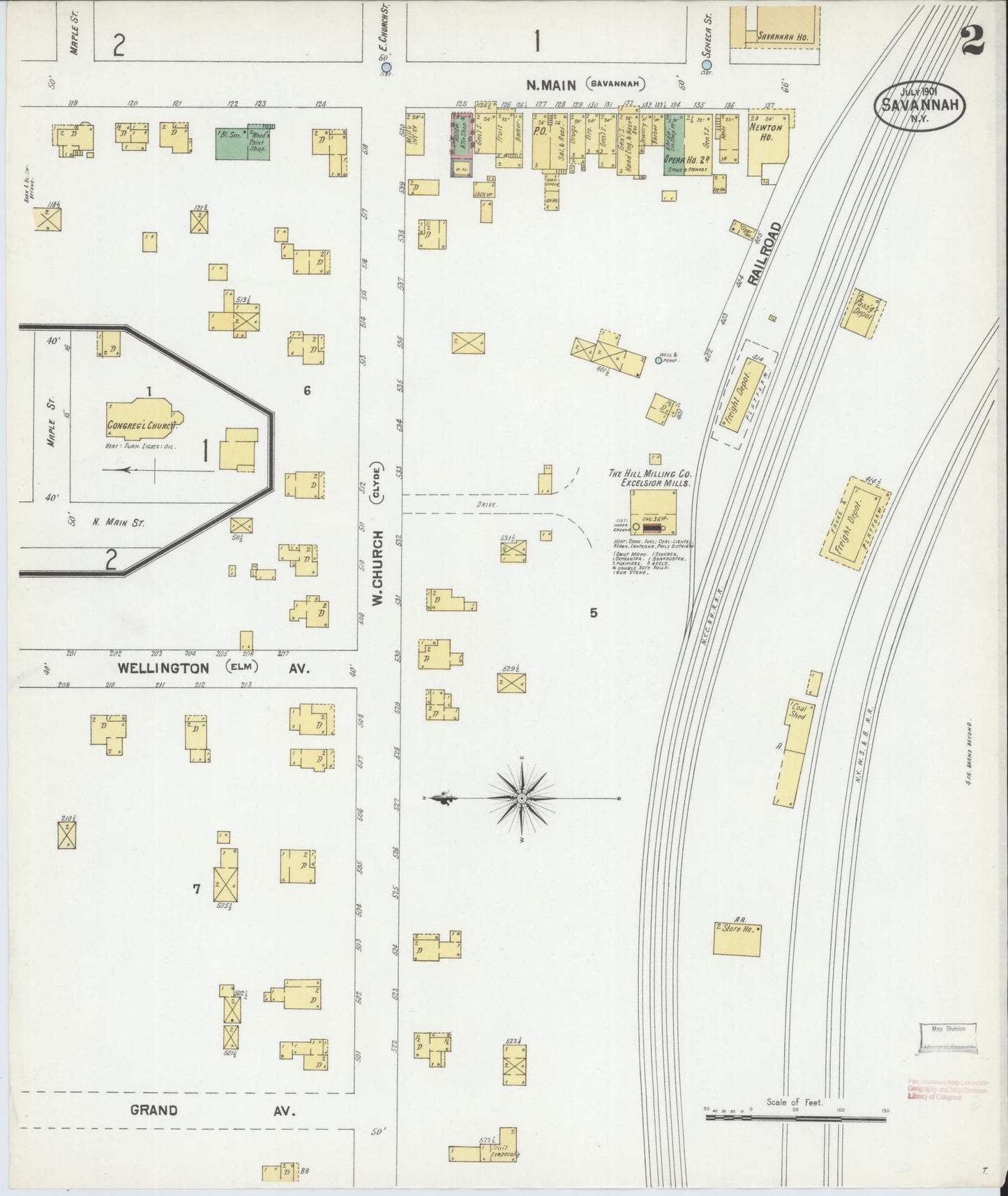Sanborn Fire Insurance Map from Savannah, Wayne County, New York (1901), Sheet #0002 - Complete Map Set gallery image, historic Sanborn map, vintage wall art, New York New York