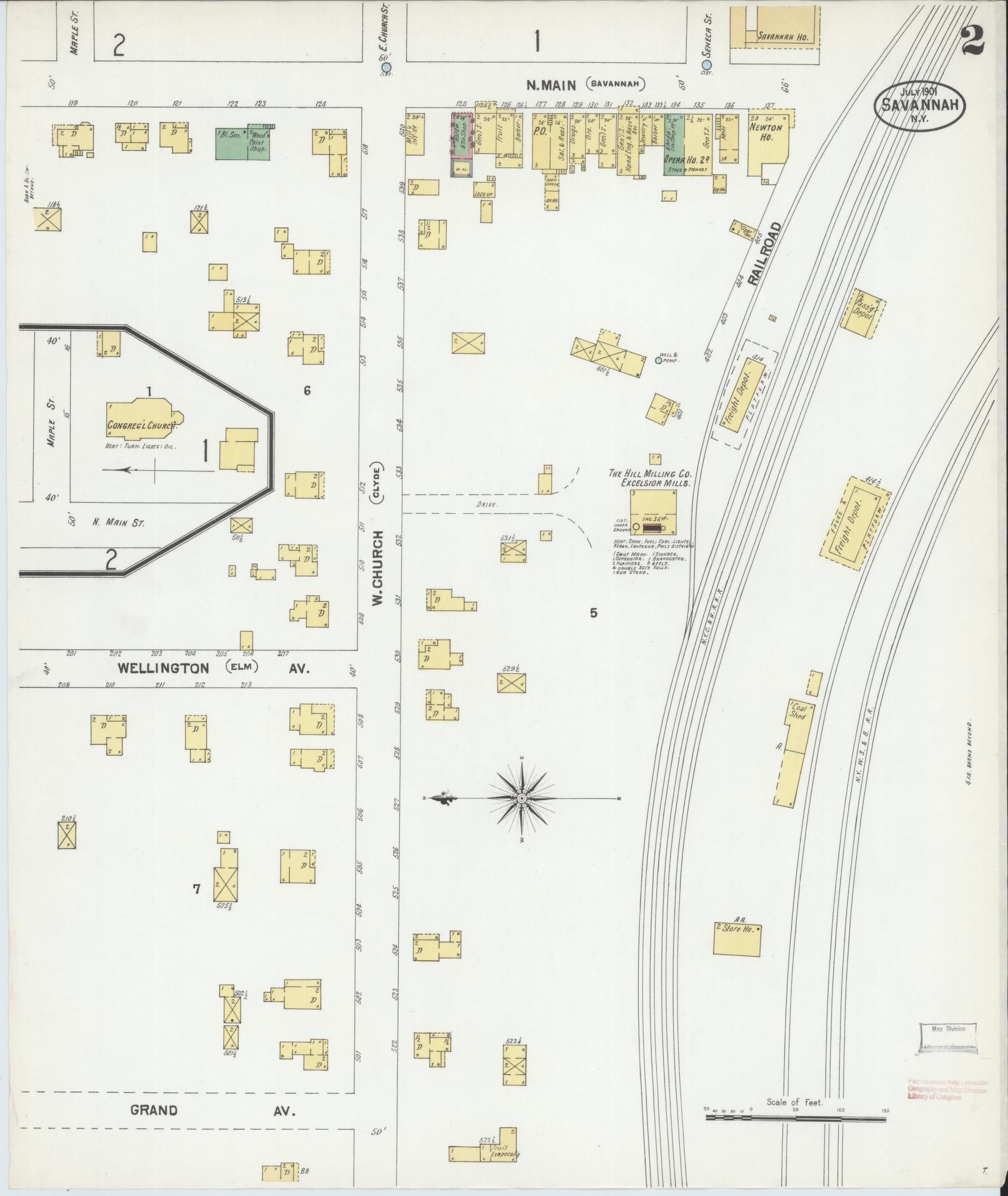 Sanborn Fire Insurance Map from Savannah, Wayne County, New York (1901), Sheet #0002 - Complete Map Set gallery image, historic Sanborn map, vintage wall art, New York New York
