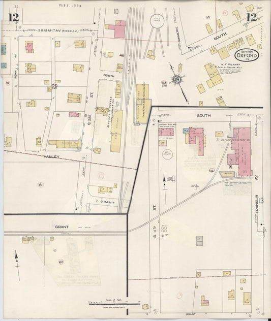 Sanborn Fire Insurance Map from Oxford, Chester County, Pennsylvania (1940), Sheet #0012 - Historic Sanborn Fire Insurance Map Print, vintage old map wall art, antique decor, genealogy gift, Pennsylvania Pennsylvania map