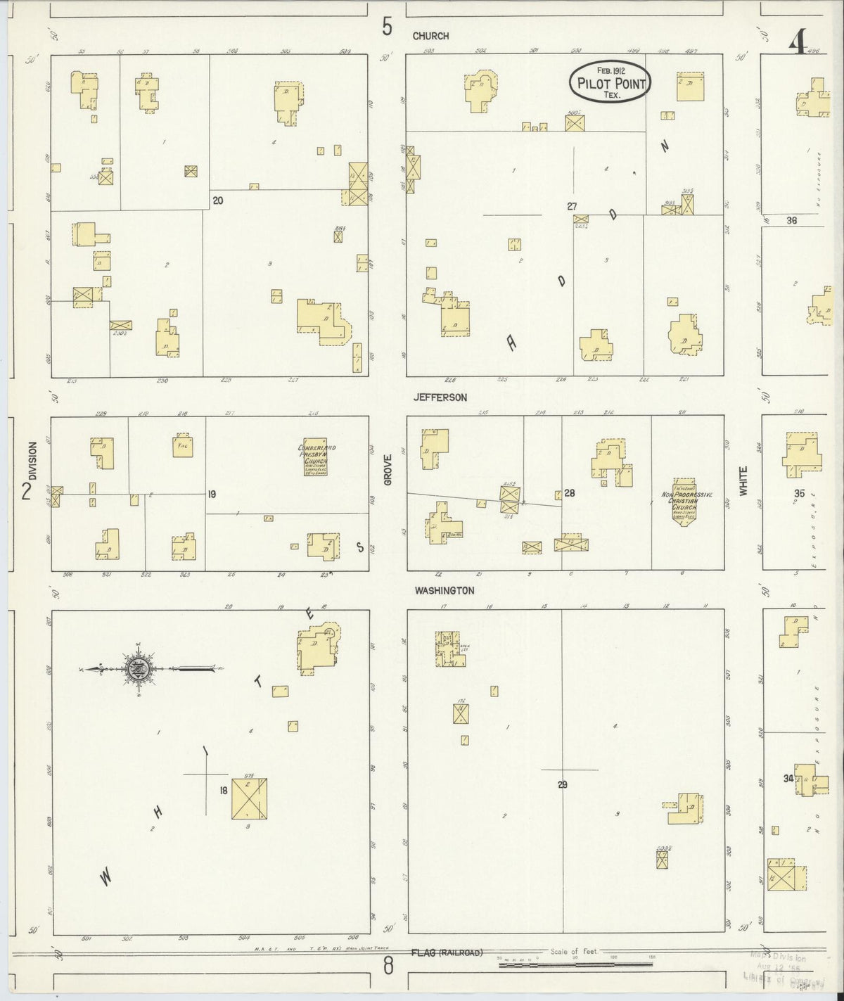 Sanborn Fire Insurance Map from Pilot Point, Denton County, Texas (1912), Sheet #0004 - Complete Map Set gallery image, historic Sanborn map, vintage wall art, Texas Texas