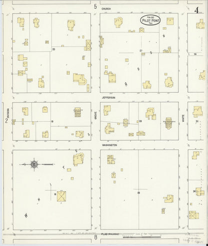 Sanborn Fire Insurance Map from Pilot Point, Denton County, Texas (1912), Sheet #0004 - Complete Map Set gallery image, historic Sanborn map, vintage wall art, Texas Texas