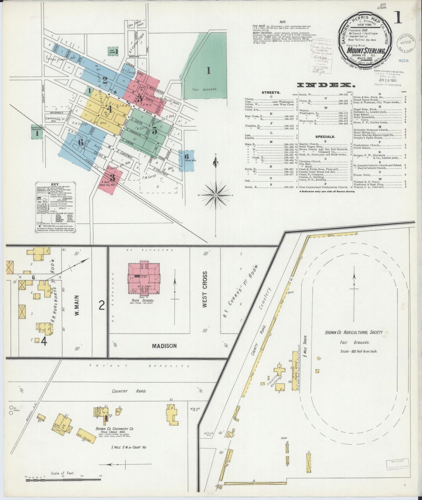 Sanborn Fire Insurance Map from Mount Sterling, Brown County, Illinois (1900), Sheet #0001 - Complete Map Set gallery image, historic Sanborn map, vintage wall art, Illinois Illinois
