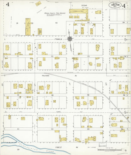 Sanborn Fire Insurance Map from Shelton, Mason County, Washington (1923), Sheet #0004 - Complete Map Set gallery image, historic Sanborn map, vintage wall art, Washington Washington
