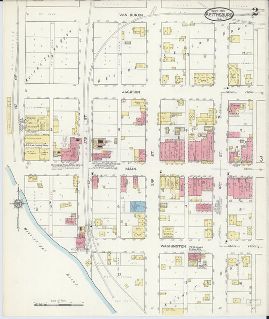 Sanborn Fire Insurance Map from Keithsburg, Mercer County, Illinois (1913), Sheet #0002 - Historic Sanborn Fire Insurance Map Print, vintage old map wall art, antique decor, genealogy gift, Illinois Illinois map
