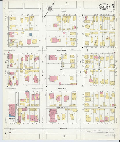 Sanborn Fire Insurance Map from Ironton, Lawrence County, Ohio (1916), Sheet #0005 - Historic Sanborn Fire Insurance Map Print, vintage old map wall art, antique decor, genealogy gift, Ohio Ohio map