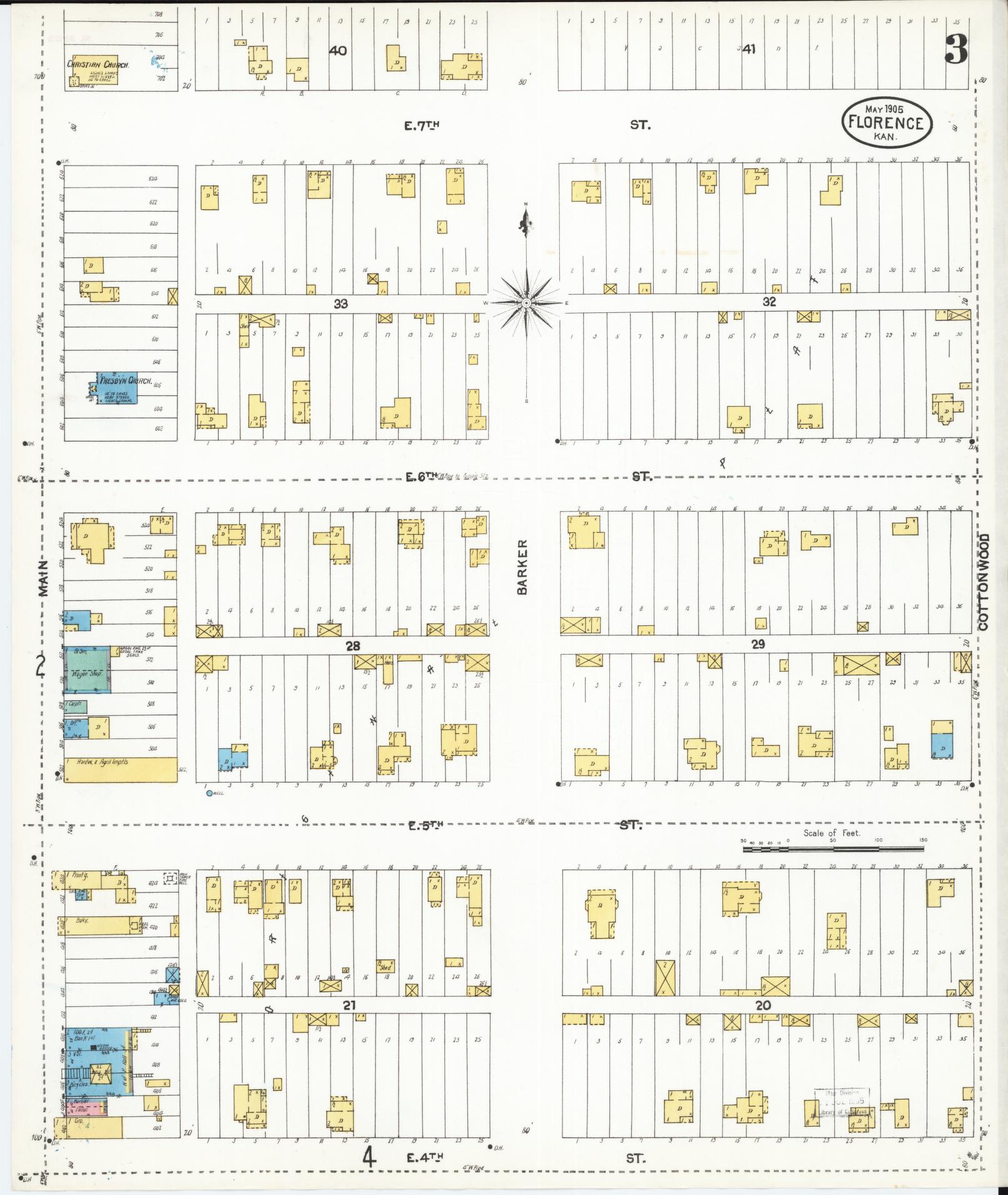 Sanborn Fire Insurance Map from Florence, Marion County, Kansas (1905), Sheet #0003 - Historic Sanborn Fire Insurance Map Print, vintage old map wall art, antique decor, genealogy gift, Kansas Kansas map