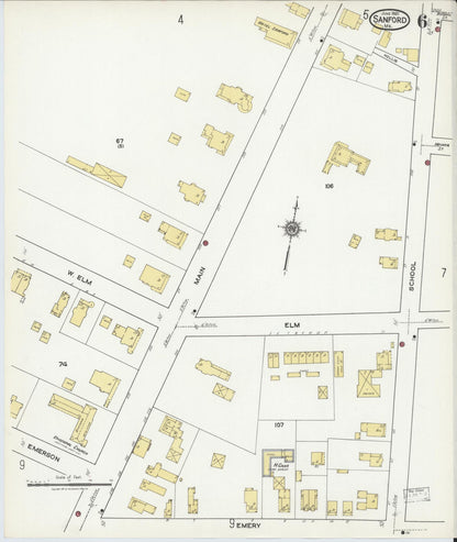 Sanborn Fire Insurance Map from Sanford, York County, Maine (1921), Sheet #0006 - Complete Map Set gallery image, historic Sanborn map, vintage wall art, Maine Maine