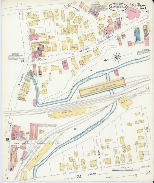Sanborn Fire Insurance Map from Gloversville, Fulton County, New York (1907), Sheet #0025 - Historic Sanborn Fire Insurance Map Print, vintage old map wall art, antique decor, genealogy gift, New York New York map