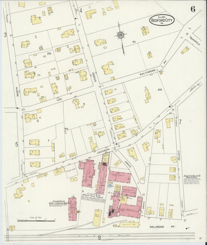 Sanborn Fire Insurance Map from Bedford, Independent Cities, Virginia (1913), Sheet #0006 - Complete Map Set gallery image, historic Sanborn map, vintage wall art, Virginia Virginia