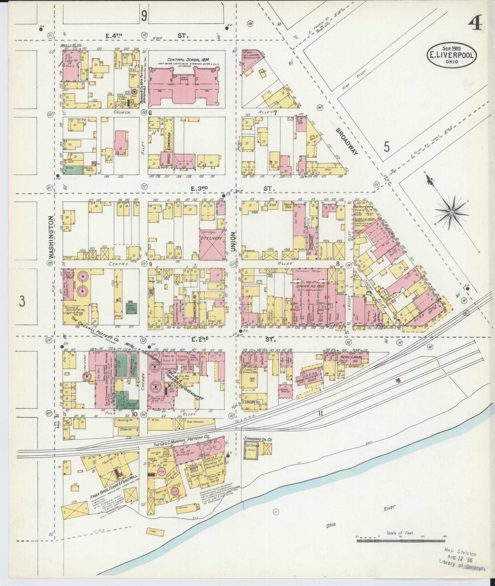 Sanborn Fire Insurance Map from East Liverpool, Columbiana County, Ohio (1903), Sheet #0004 - Historic Sanborn Fire Insurance Map Print, vintage old map wall art, antique decor, genealogy gift, Ohio Ohio map