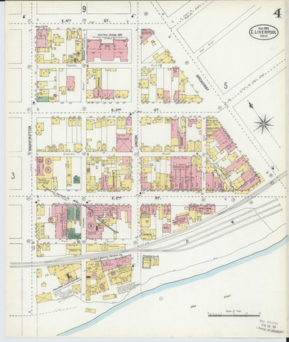 Sanborn Fire Insurance Map from East Liverpool, Columbiana County, Ohio (1903), Sheet #0004 - Historic Sanborn Fire Insurance Map Print, vintage old map wall art, antique decor, genealogy gift, Ohio Ohio map