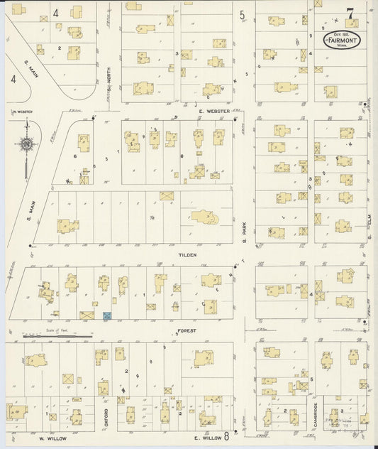 Sanborn Fire Insurance Map from Fairmont, Martin County, Minnesota (1911), Sheet #0007 - Historic Sanborn Fire Insurance Map Print, vintage old map wall art, antique decor, genealogy gift, Minnesota Minnesota map