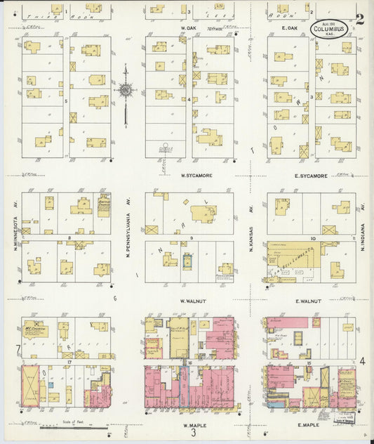 Sanborn Fire Insurance Map from Columbus, Cherokee County, Kansas (1911), Sheet #0002 - Historic Sanborn Fire Insurance Map Print, vintage old map wall art, antique decor, genealogy gift, Kansas Kansas map