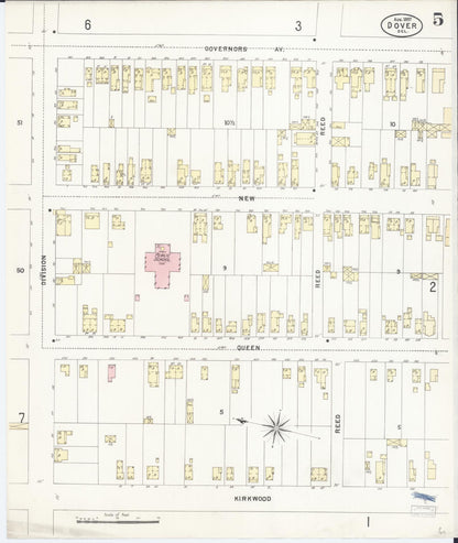 Sanborn Fire Insurance Map from Dover, Kent County, Delaware (1897), Sheet #0005 - Complete Map Set gallery image, historic Sanborn map, vintage wall art, Delaware Delaware