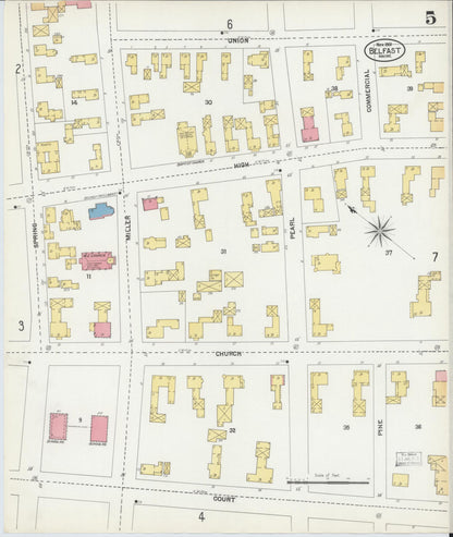 Sanborn Fire Insurance Map from Belfast, Waldo County, Maine (1901), Sheet #0005 - Complete Map Set gallery image, historic Sanborn map, vintage wall art, Maine Maine