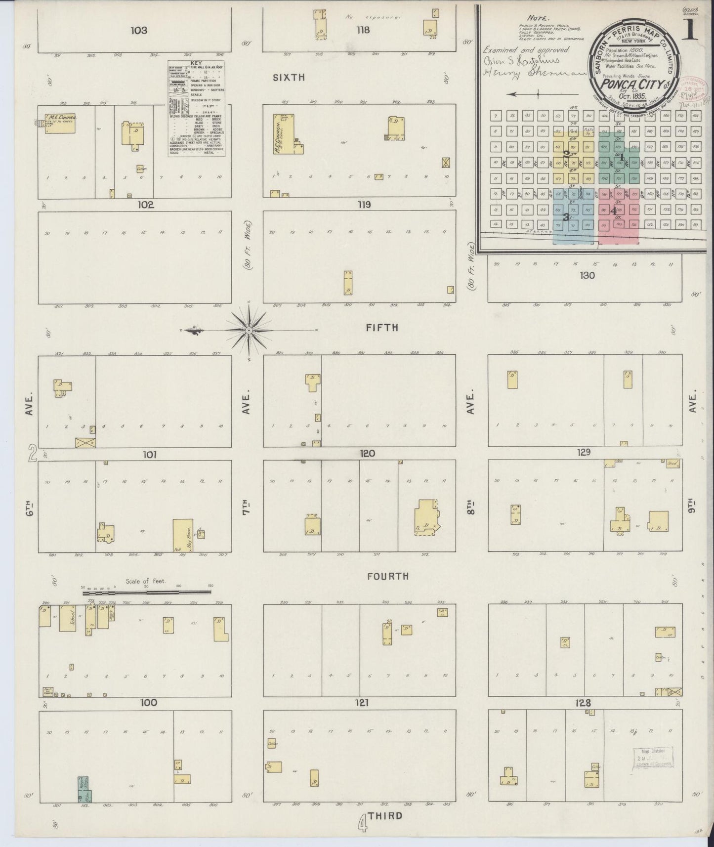 Sanborn Fire Insurance Map from Ponca City, Kay County, Oklahoma (1895), Sheet #0001 - Complete Map Set gallery image, historic Sanborn map, vintage wall art, Oklahoma Oklahoma