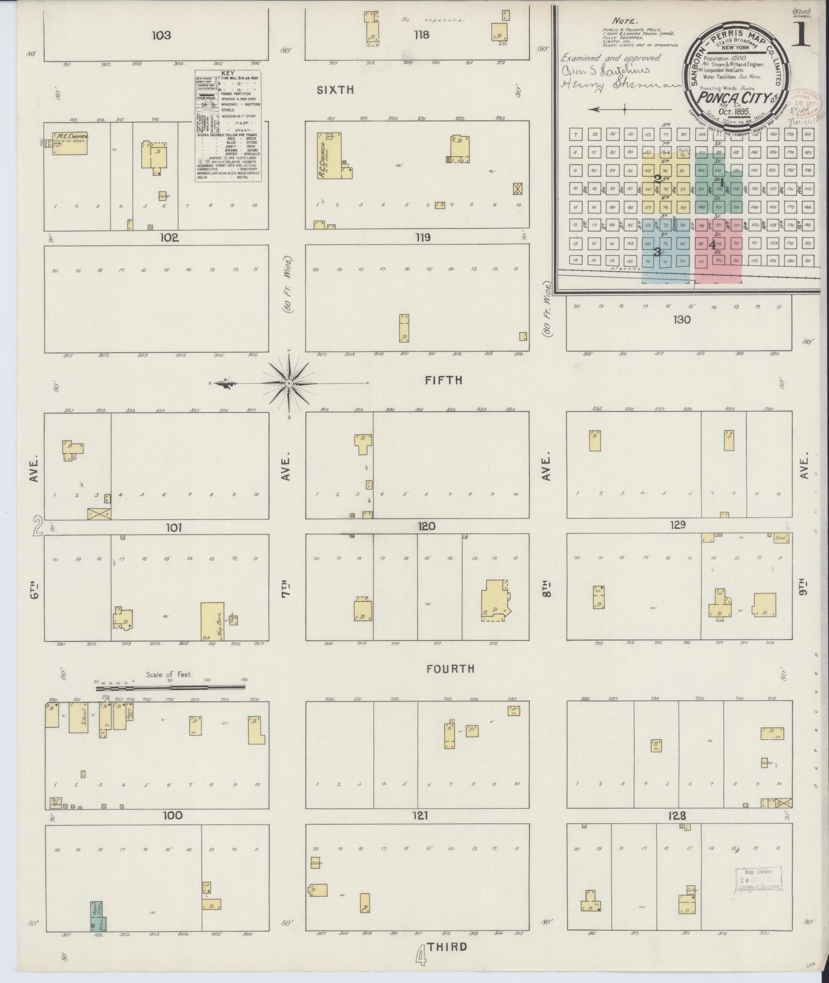 Sanborn Fire Insurance Map from Ponca City, Kay County, Oklahoma (1895), Sheet #0001 - Complete Map Set gallery image, historic Sanborn map, vintage wall art, Oklahoma Oklahoma
