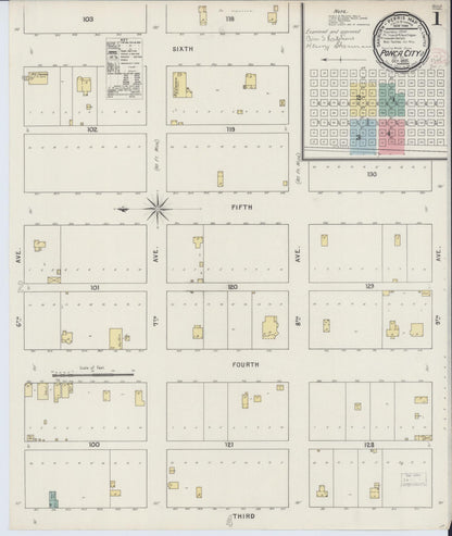 Sanborn Fire Insurance Map from Ponca City, Kay County, Oklahoma (1895), Sheet #0001 - Complete Map Set gallery image, historic Sanborn map, vintage wall art, Oklahoma Oklahoma