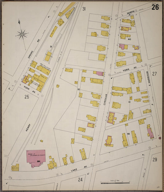 Sanborn Fire Insurance Map from Saratoga, Saratoga County, New York (1900), Sheet #0026 - Historic Sanborn Fire Insurance Map Print, vintage old map wall art, antique decor, genealogy gift, New York New York map