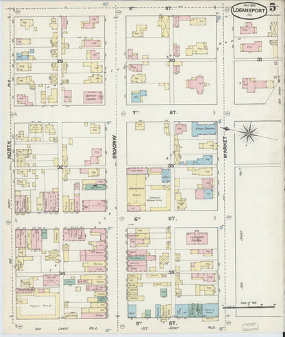 Sanborn Fire Insurance Map from Logansport, Cass County, Indiana (1890), Sheet #0005 - Complete Map Set gallery image, historic Sanborn map, vintage wall art, Indiana Indiana