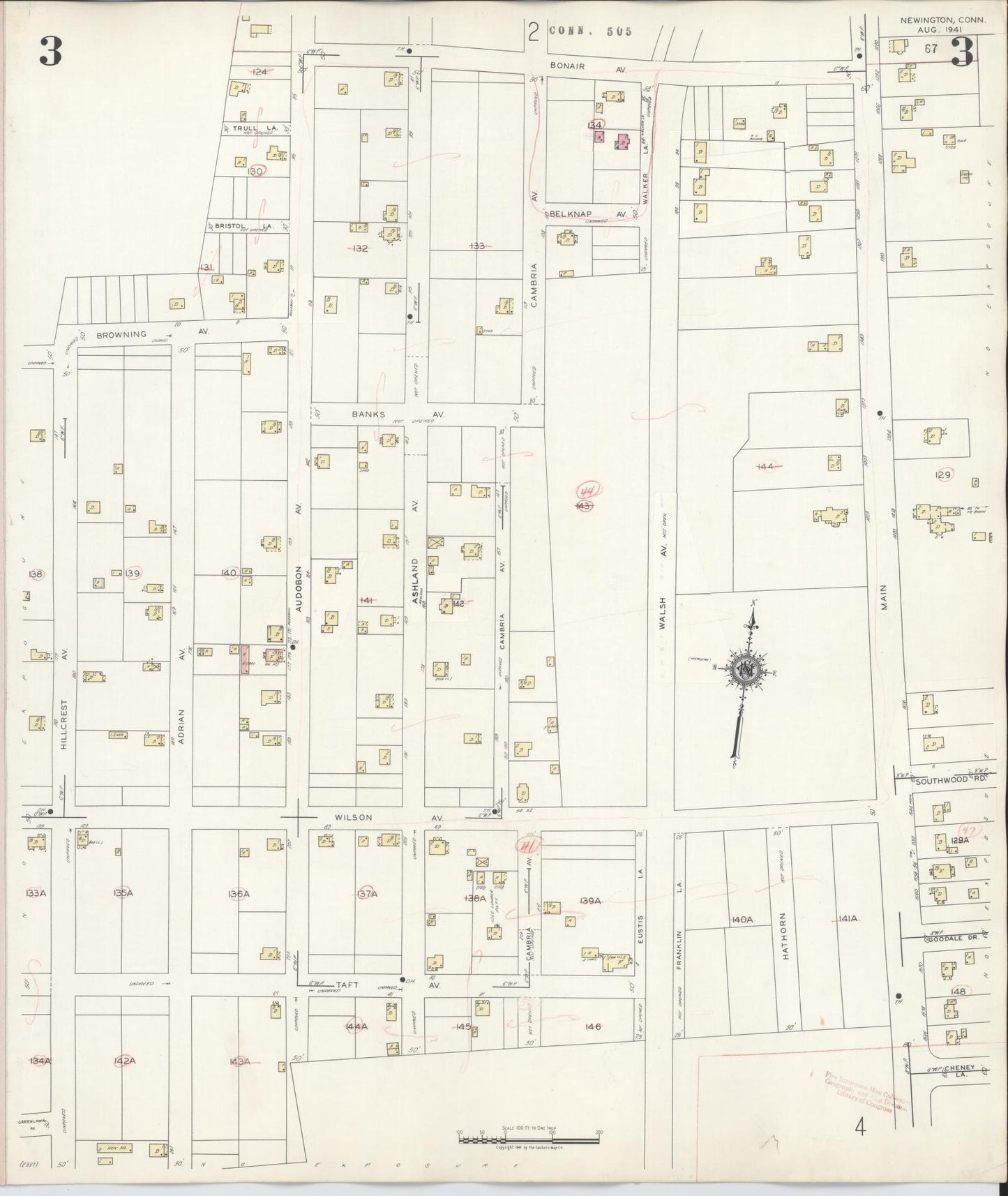 Sanborn Fire Insurance Map from Newington, Hartford County, Connecticut (1947), Sheet #0003 - Complete Map Set gallery image, historic Sanborn map, vintage wall art, Connecticut Connecticut