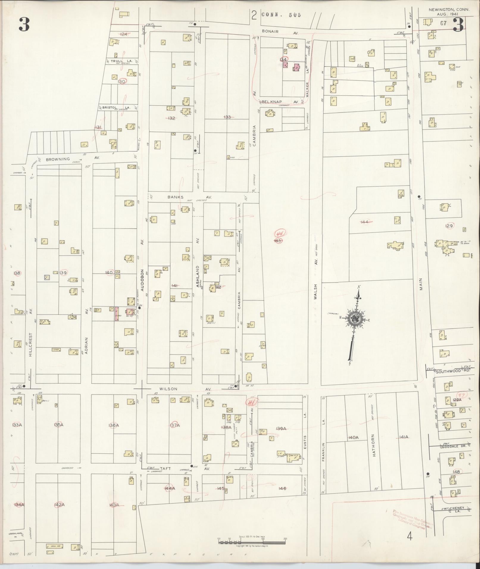 Sanborn Fire Insurance Map from Newington, Hartford County, Connecticut (1947), Sheet #0003 - Complete Map Set gallery image, historic Sanborn map, vintage wall art, Connecticut Connecticut