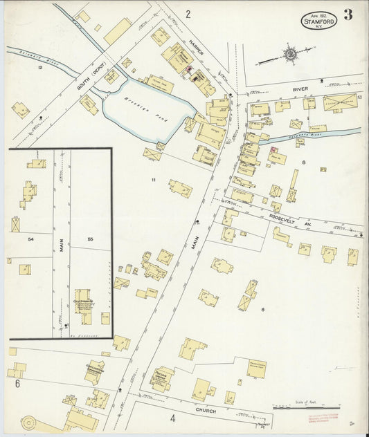 Sanborn Fire Insurance Map from Stamford, Delaware County, New York (1912), Sheet #0003 - Historic Sanborn Fire Insurance Map Print, vintage old map wall art, antique decor, genealogy gift, New York New York map
