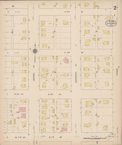 Sanborn Fire Insurance Map from Superior, Nuckolls County, Nebraska (1922), Sheet #0002 - Complete Map Set gallery image, historic Sanborn map, vintage wall art, Nebraska Nebraska