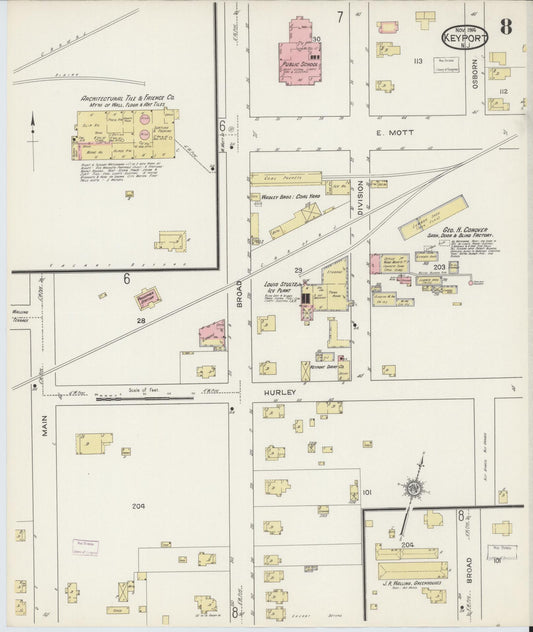 Sanborn Fire Insurance Map from Keyport, Monmouth County, New Jersey (1914), Sheet #0008 - Historic Sanborn Fire Insurance Map Print, vintage old map wall art, antique decor, genealogy gift, New Jersey New Jersey map
