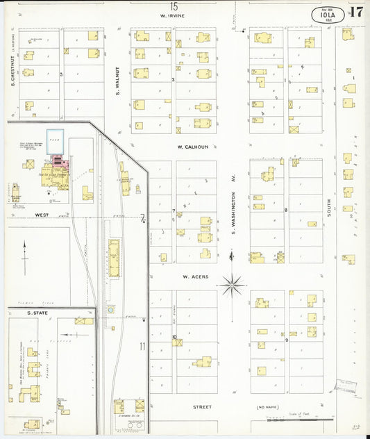 Sanborn Fire Insurance Map from Iola, Allen County, Kansas (1901), Sheet #0017 - Historic Sanborn Fire Insurance Map Print, vintage old map wall art, antique decor, genealogy gift, Kansas Kansas map