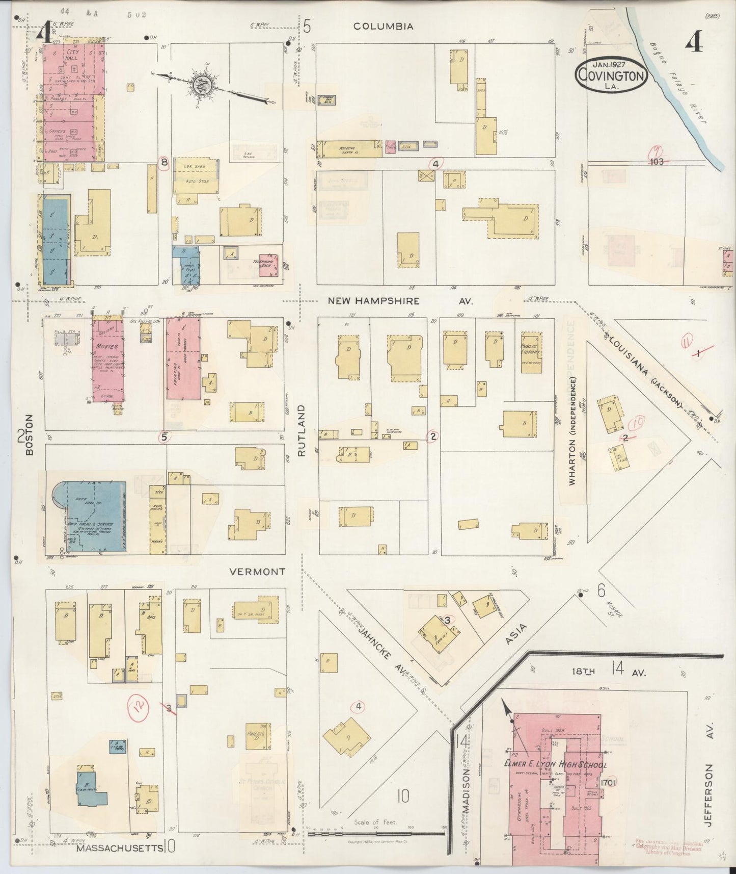 Sanborn Fire Insurance Map from Covington, Saint Tammany Parish, Louisiana (1941), Sheet #0004 - Complete Map Set gallery image, historic Sanborn map, vintage wall art, Louisiana Louisiana