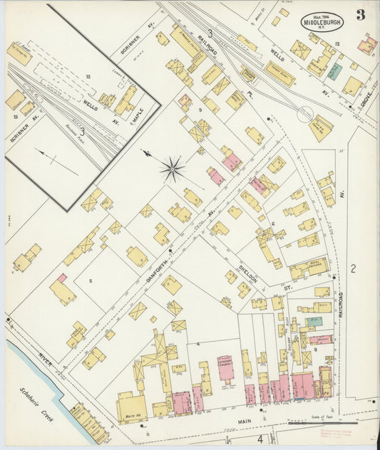Sanborn Fire Insurance Map from Middleburgh, Schoharie County, New York (1904), Sheet #0003 - Historic Sanborn Fire Insurance Map Print, vintage old map wall art, antique decor, genealogy gift, New York New York map