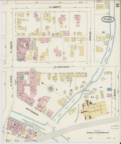 Sanborn Fire Insurance Map from Rome, Oneida County, New York (1888), Sheet #0002 - Historic Sanborn Fire Insurance Map Print, vintage old map wall art, antique decor, genealogy gift, New York New York map