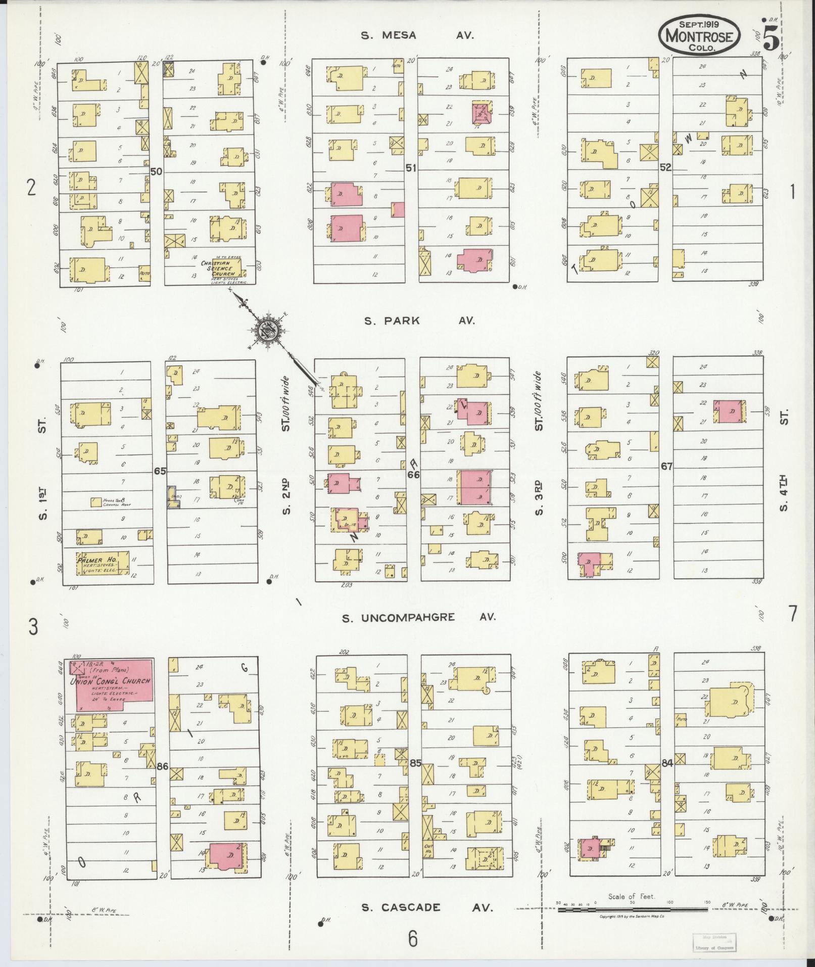 Sanborn Fire Insurance Map from Montrose, Montrose County, Colorado (1919), Sheet #0005 - Historic Sanborn Fire Insurance Map Print, vintage old map wall art, antique decor, genealogy gift, Colorado Colorado map
