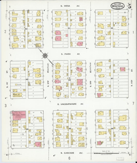 Sanborn Fire Insurance Map from Montrose, Montrose County, Colorado (1919), Sheet #0005 - Historic Sanborn Fire Insurance Map Print, vintage old map wall art, antique decor, genealogy gift, Colorado Colorado map