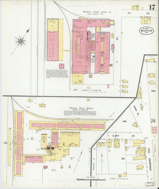 Sanborn Fire Insurance Map from Marion, Grant County, Indiana (1901), Sheet #0017 - Historic Sanborn Fire Insurance Map Print, vintage old map wall art, antique decor, genealogy gift, Indiana Indiana map